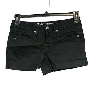 Mossimo Denim Women's Super Stretch Mid Rise Midi Black Jean Shorts Size. 4/27